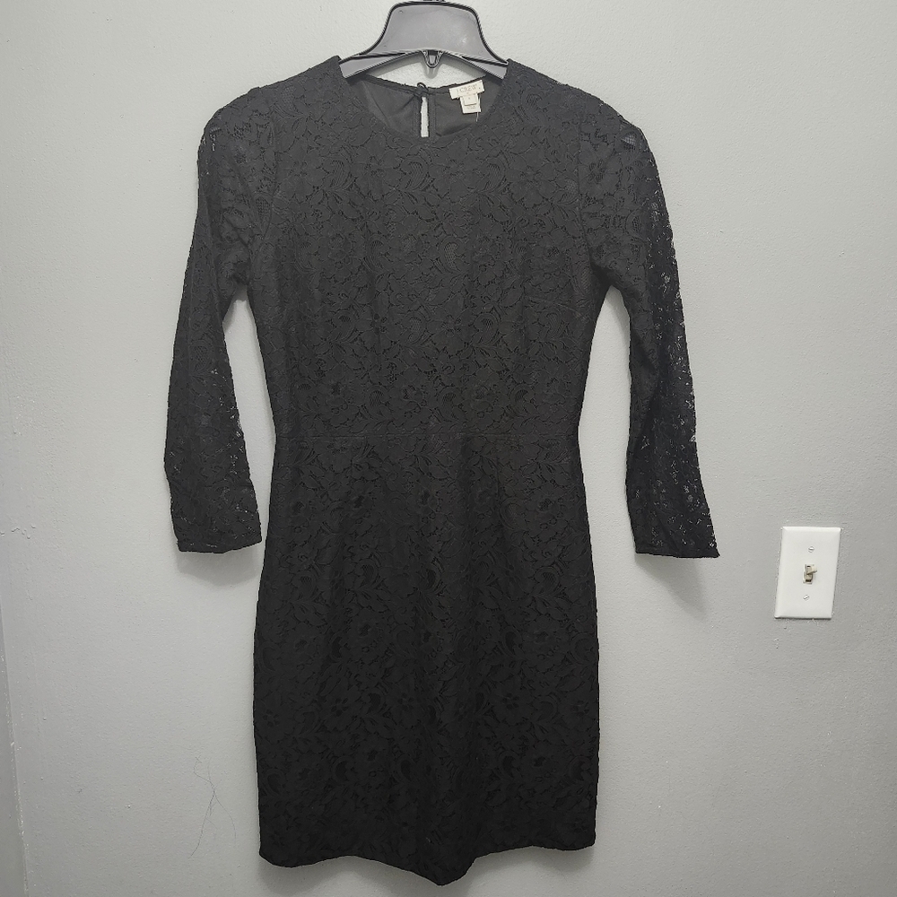 J.crew women's mini lace dress size 4 black long sleeve new with tags